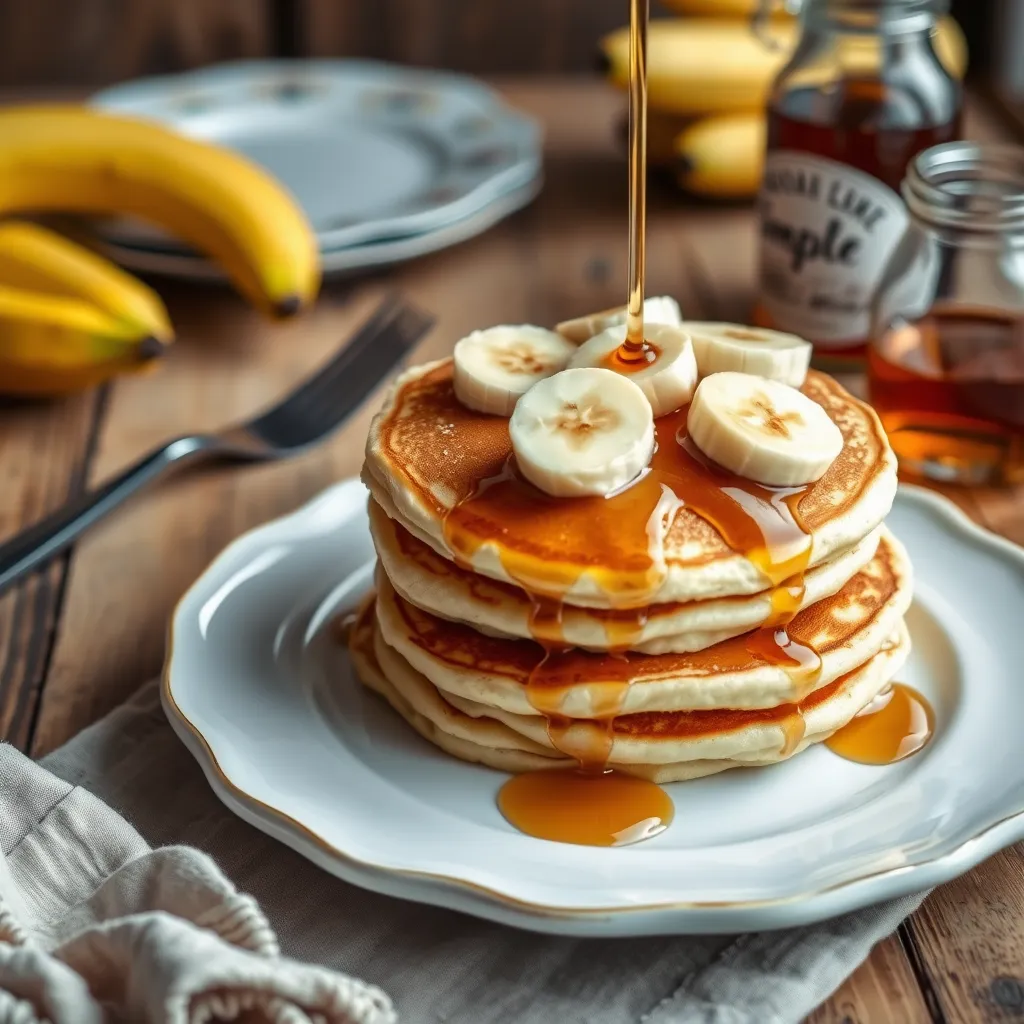 Przepis na puszyste pancakes z bananami i syropem klonowym